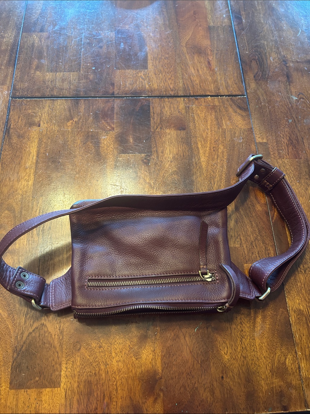 Sapahn Leather Belt Bag With Gold Ring Accent - Burgundy — image 6 of 6